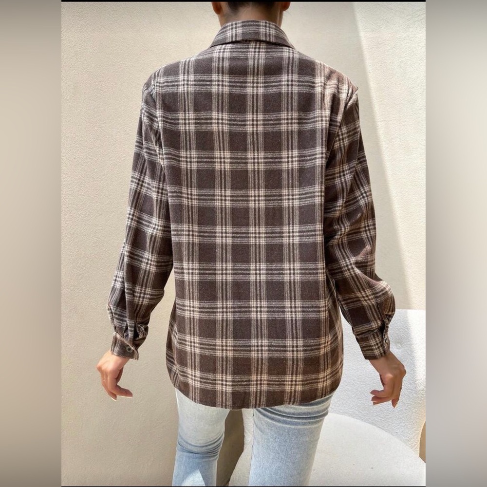 Plaid Brown Women's Shirt - Picture 2 of 4
